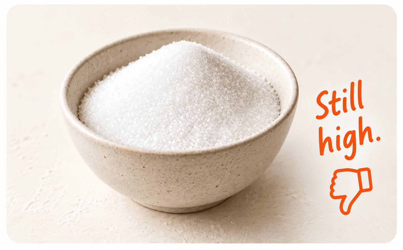 A bowl of white sugar. Still high.